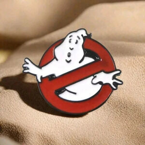 Ghostbusters vintage style red white enamel brooch pin accessories backpack wom